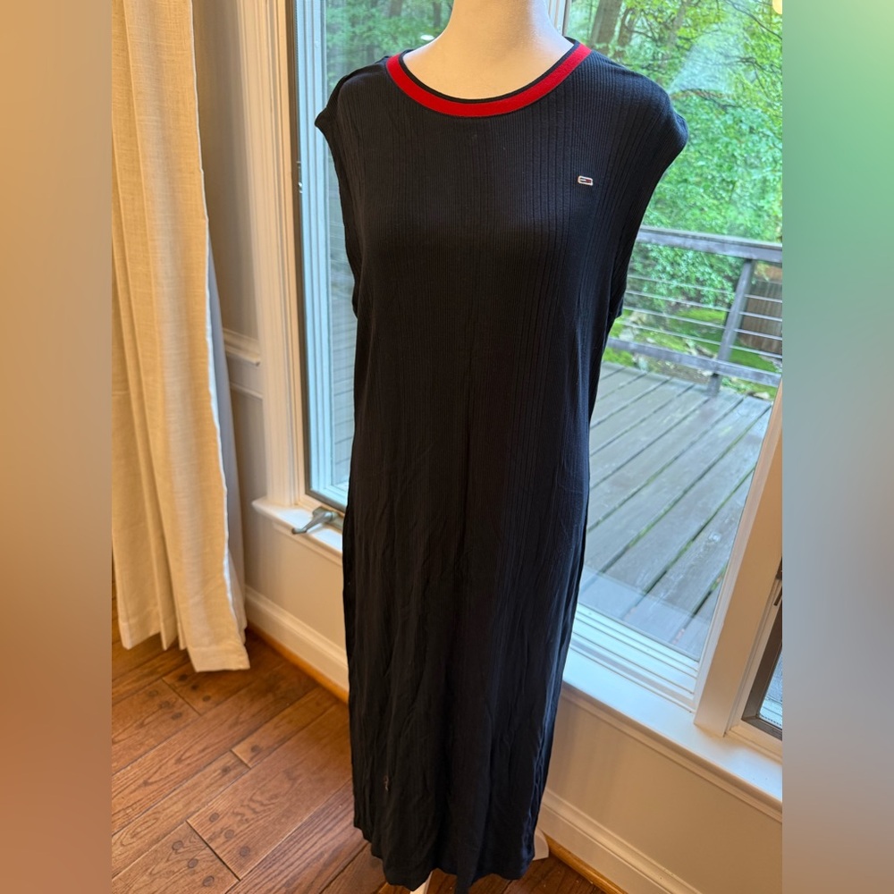 Tommy Hilfiger Blue Ribbed Tank Maxi Dress